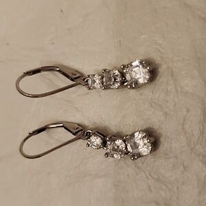 Three CZ stone .925 earrings